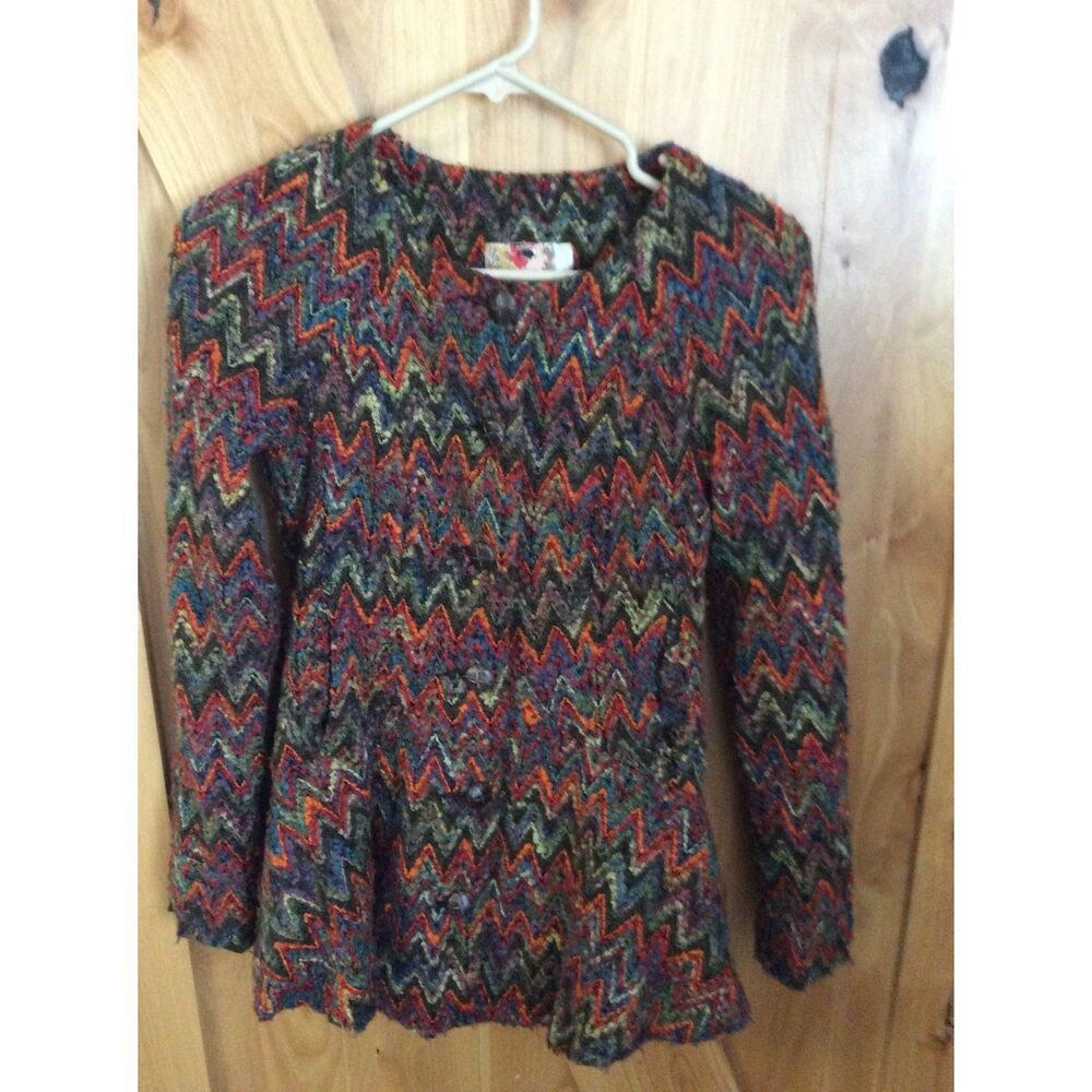 Free People Herringbone Wool Blend Button Up Jacket XS